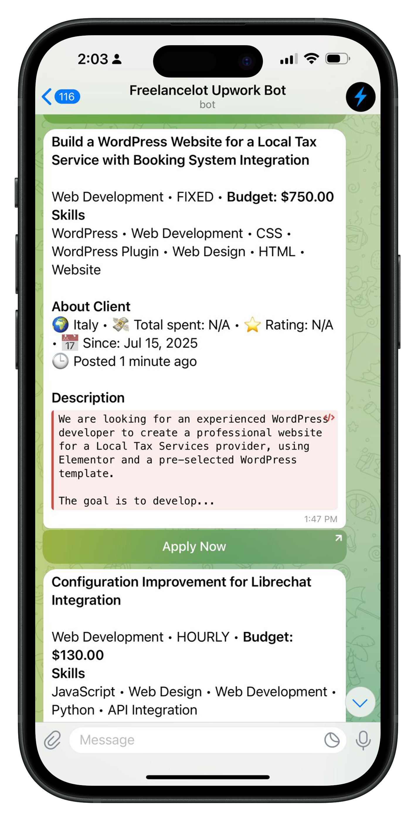 Demo chat screenshot
